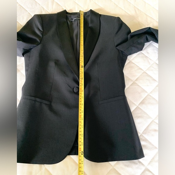 Zara black tuxedo style 100% fine wool blazer shiny black satin collar US Small - Picture 15 of 16